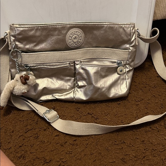 Kipling Shiny Silver Crossbody Bag - Picture 1 of 3